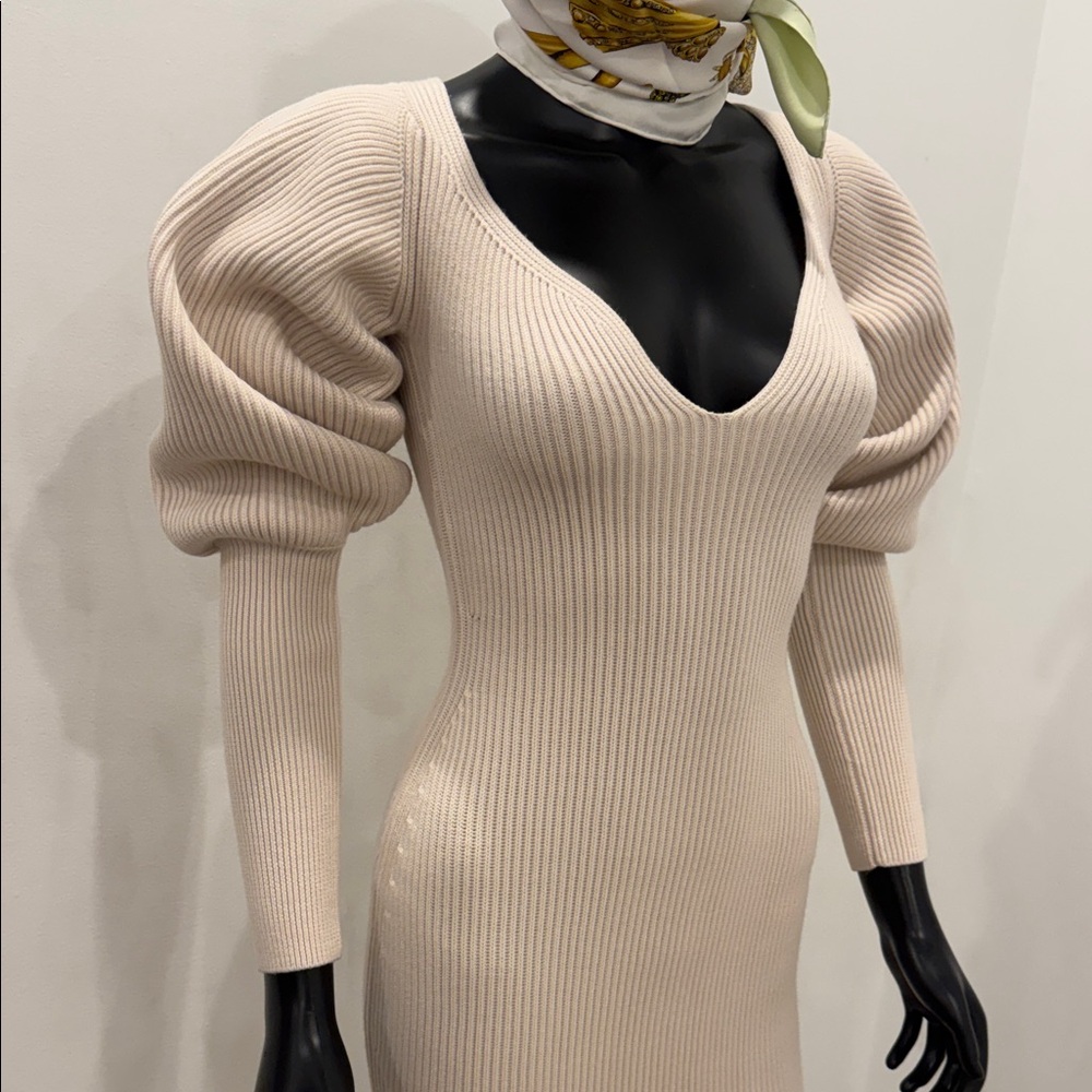 NEW Khaite Carolyn Bessette Style Sculptural Wool Knit Dress XS Bergdorf Goodman - Picture 4 of 16